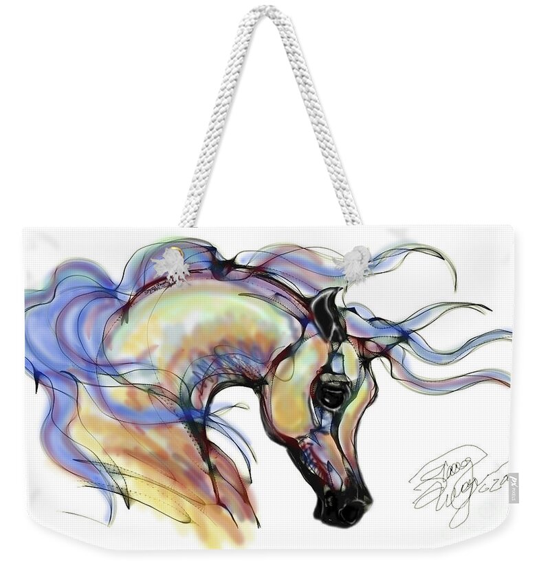 Contemporary Weekender Tote Bag featuring the digital art Arabian Mare by Stacey Mayer