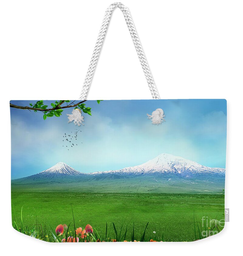 Ararat Weekender Tote Bag featuring the photograph Araratian Field by Peter Awax
