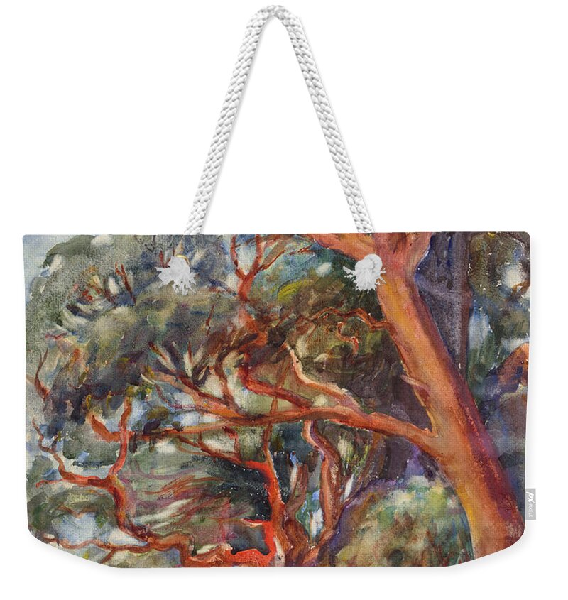Arbutus Trees By Emily Carr Weekender Tote Bag featuring the painting Arbutus Trees by MotionAge Designs