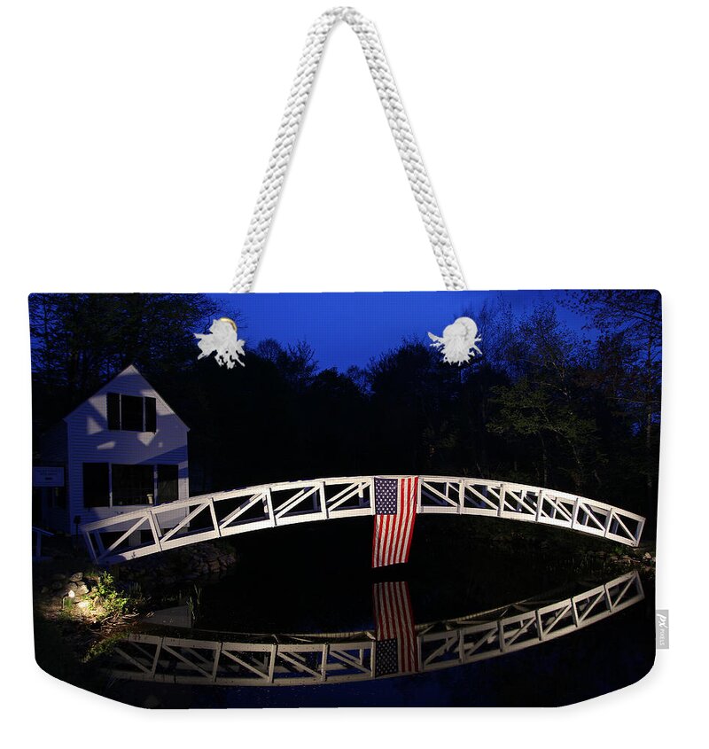 Somesville Weekender Tote Bag featuring the photograph Arched Bridge in Somesville Maine by Juergen Roth