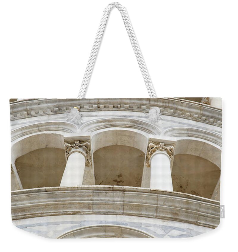 Pisa Weekender Tote Bag featuring the photograph Arches Up Pisa Tower by Darryl Brooks