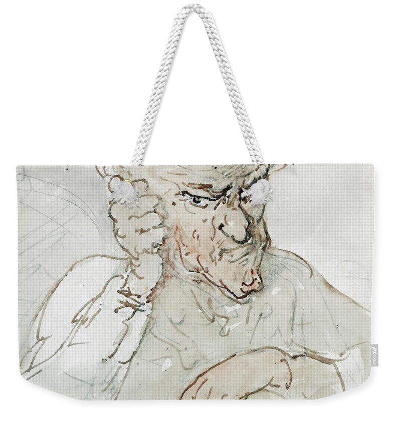 Thomas Rowlandson Weekender Tote Bag featuring the drawing Archimedes by Thomas Rowlandson