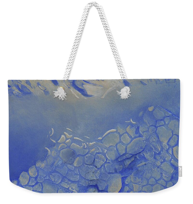 Blue Abstract Art Weekender Tote Bag featuring the painting Arctic Light by Donna Blackhall