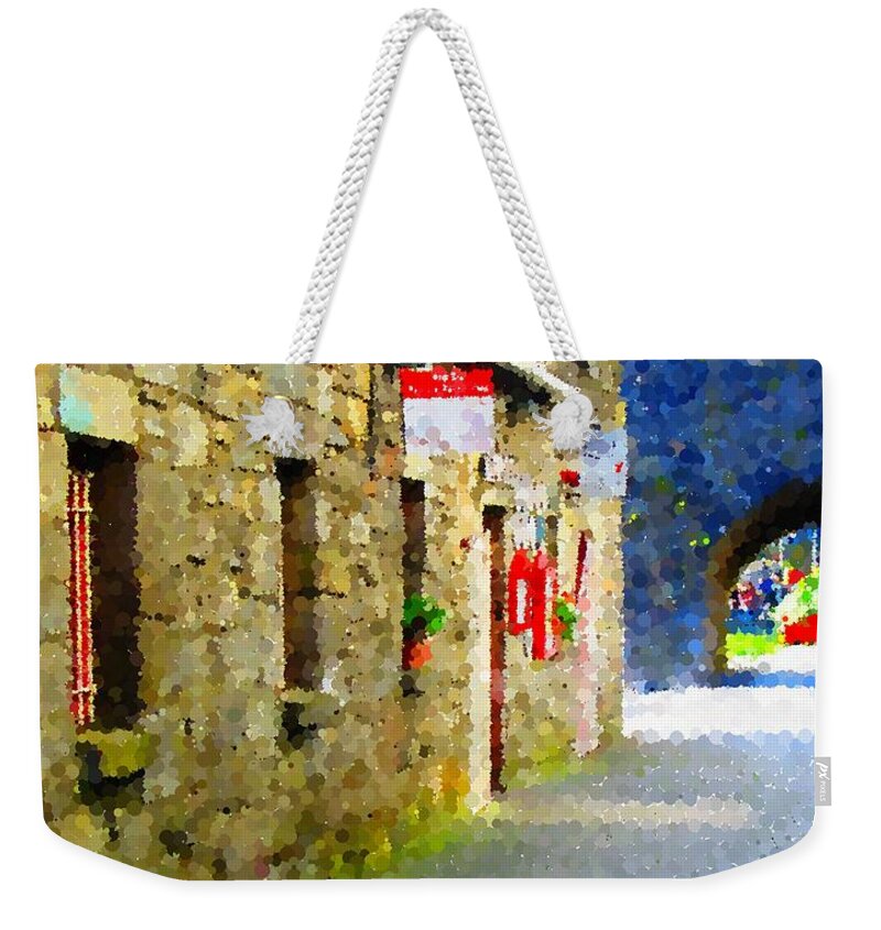 Galway Weekender Tote Bag featuring the painting artwork of Ard bia spanish arch galway by Mary Cahalan Lee - aka PIXI