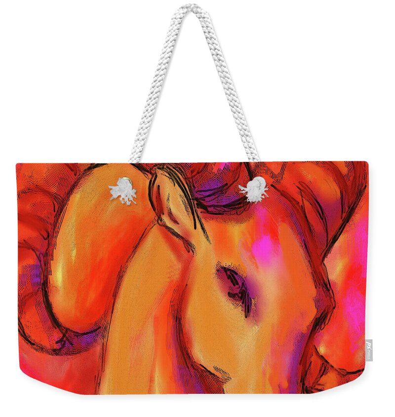 Aries Weekender Tote Bag featuring the painting Aries by Tony Franza