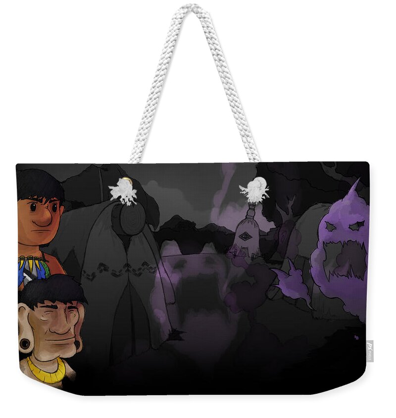Aritana And The Harpy's Feather Weekender Tote Bag featuring the digital art Aritana and the Harpy's Feather by Maye Loeser