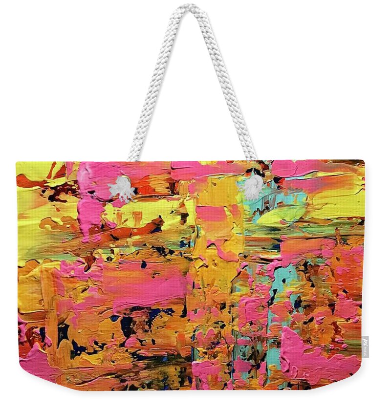 Abstract Weekender Tote Bag featuring the painting Arizona Love Affair by Sherry Harradence