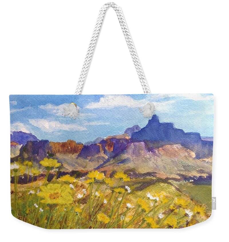 Arizona Weekender Tote Bag featuring the painting Arizona Mountain Spring by Cheryl Wallace