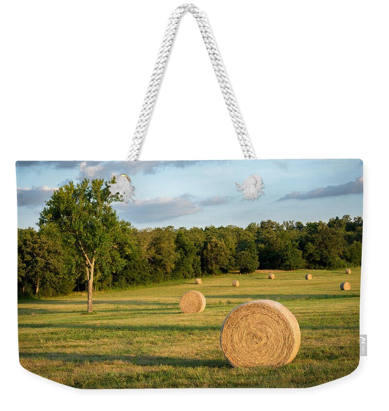 Hay Weekender Tote Bag featuring the photograph Arkansas Hayfield by James Barber