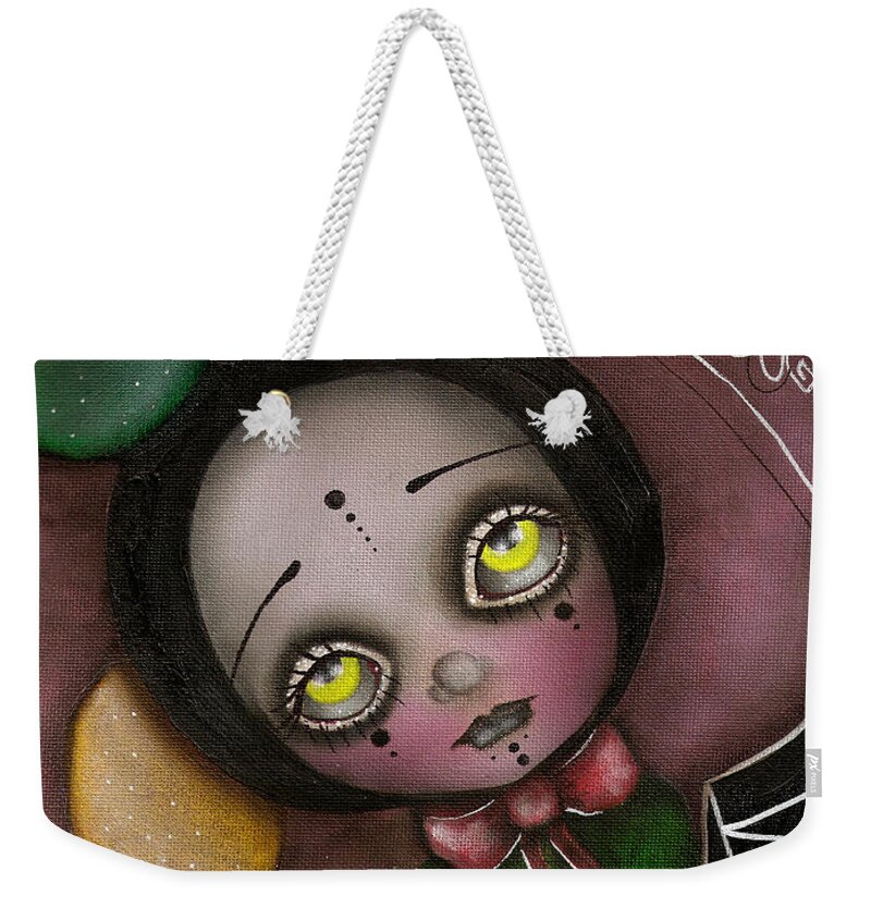 Abril Andrade Griffith Weekender Tote Bag featuring the painting Arlequin Clown Girl by Abril Andrade