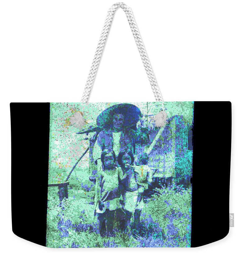 Antiques Weekender Tote Bag featuring the photograph Army Soldier with Children by John Vincent Palozzi