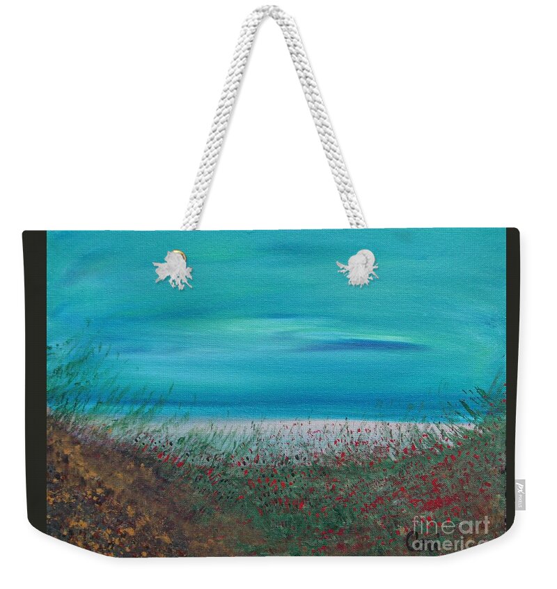Beach Weekender Tote Bag featuring the painting Arrival by Corinne Carroll