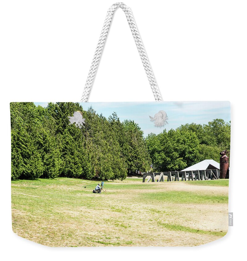 Artist Weekender Tote Bag featuring the photograph Art at Gas Works Park by Tom Cochran