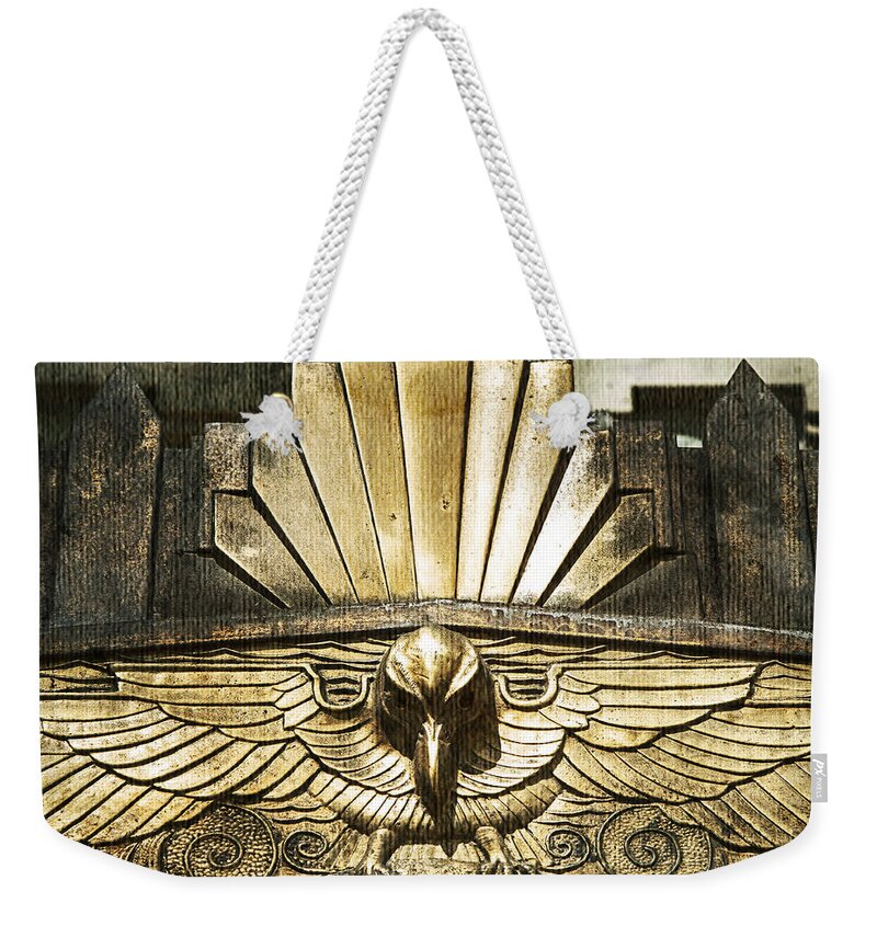 Art Deco Face Mask Weekender Tote Bag featuring the photograph Art Deco Eagle by Theresa Tahara