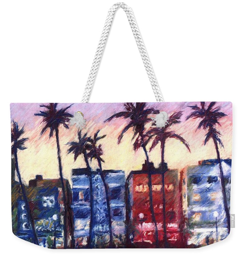 Miami Florida South Beach Art Deco Weekender Tote Bag featuring the pastel Art Deco Miami by Pat Snook