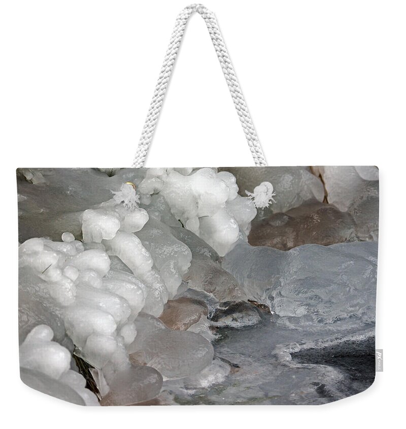 Ice Weekender Tote Bag featuring the photograph Art of Winter by Whispering Peaks Photography
