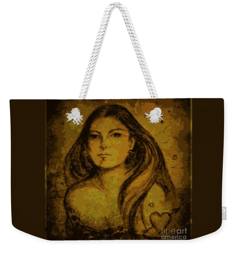 Woman Weekender Tote Bag featuring the mixed media Artemis Who by Leanne Seymour