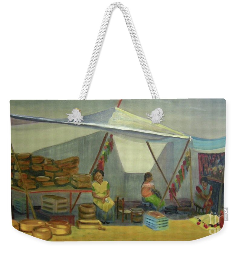 Mexico Weekender Tote Bag featuring the painting Artesanas by Lilibeth Andre