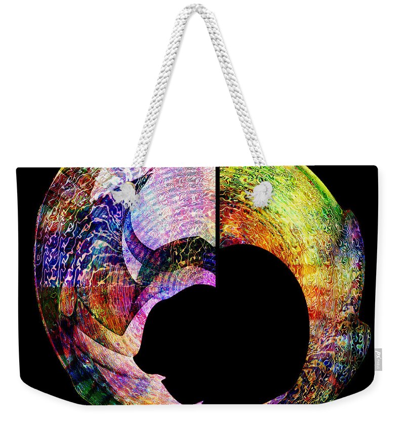 Colorful Weekender Tote Bag featuring the digital art Artifact by Barbara Berney
