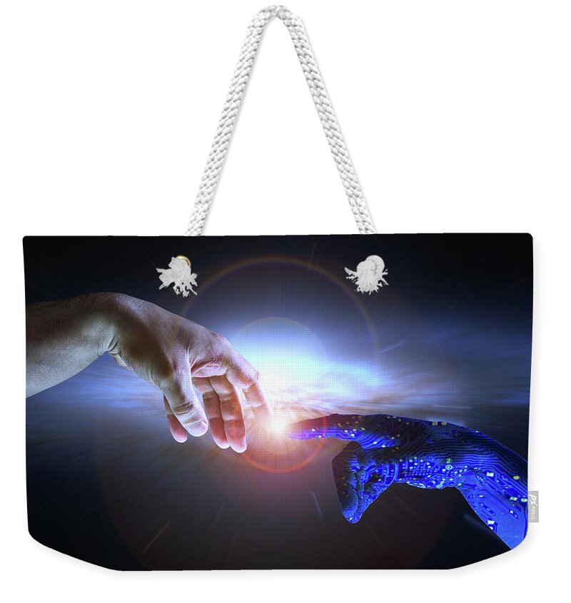 Michelangelo Weekender Tote Bag featuring the photograph The Hand of AI by John Williams