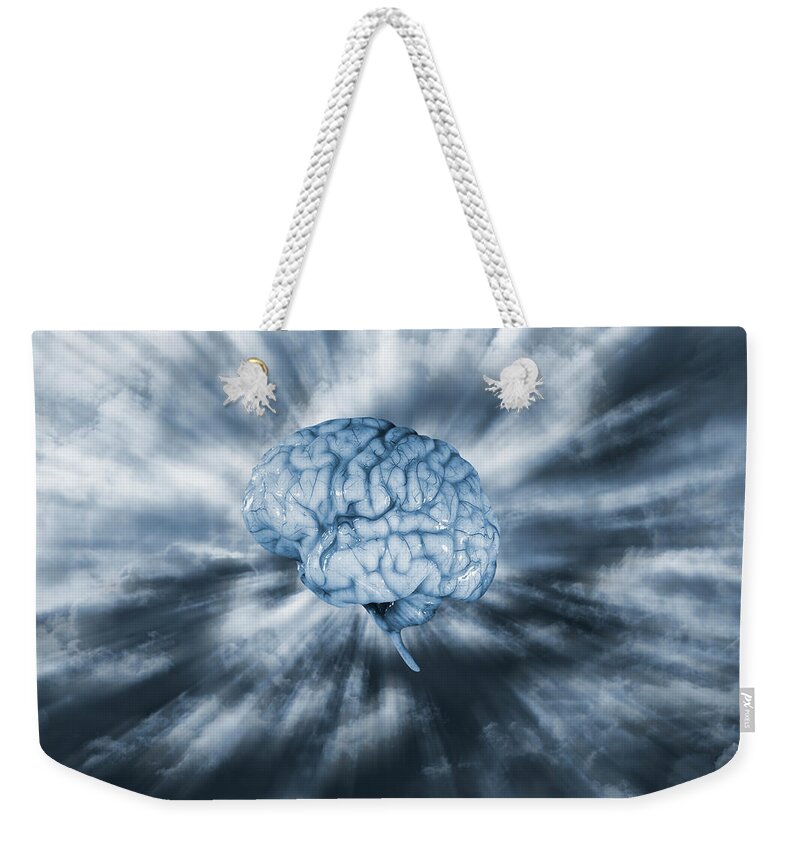 Intelligence Weekender Tote Bag featuring the photograph Artificial Intelligence With Human Brain by Christian Lagereek