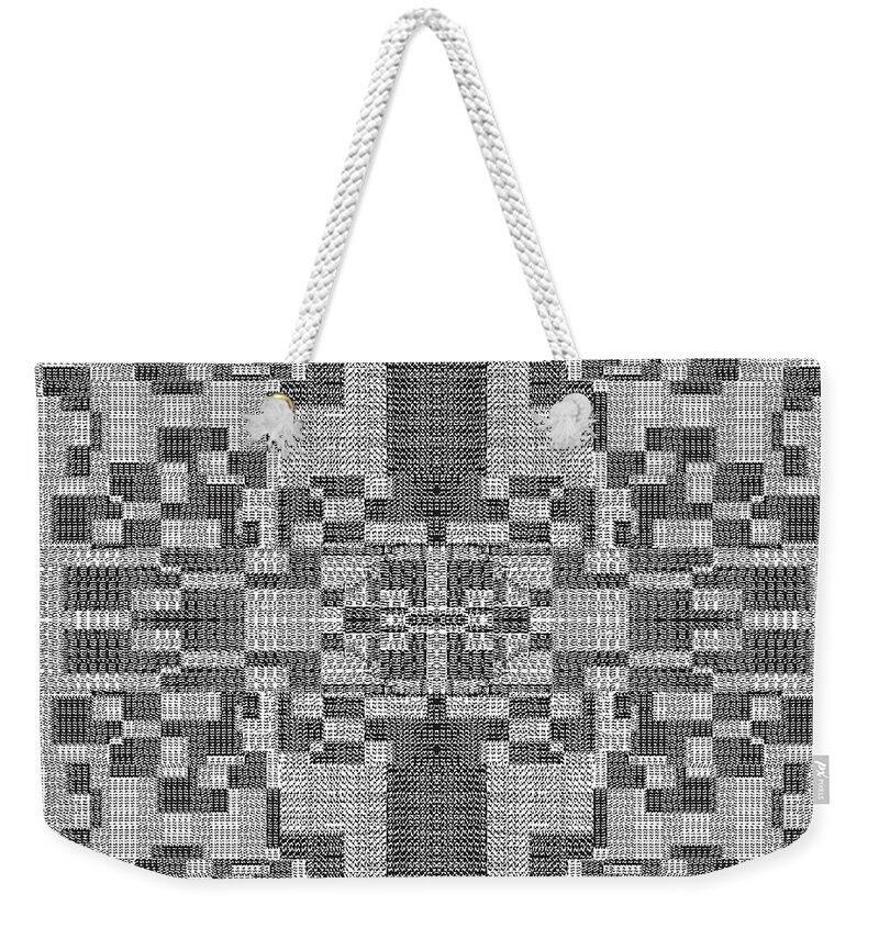 Urban Weekender Tote Bag featuring the digital art 029 Knitted Squares by Cheryl Turner