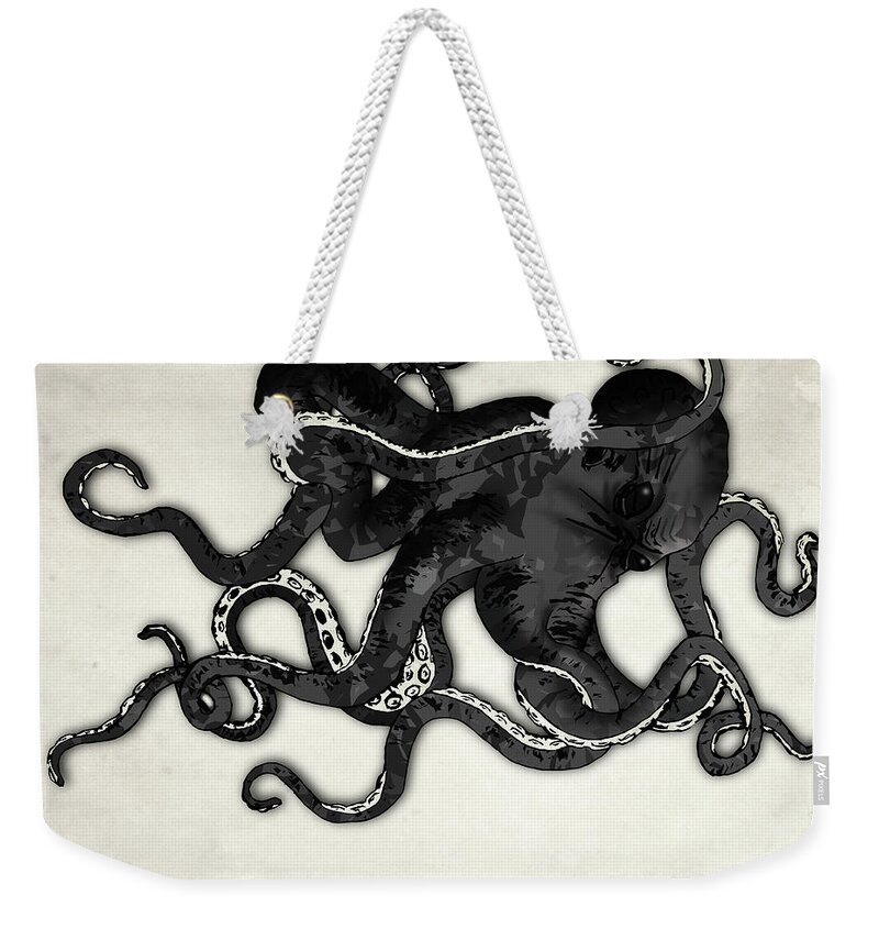 Sea Weekender Tote Bag featuring the digital art Octopus by Nicklas Gustafsson