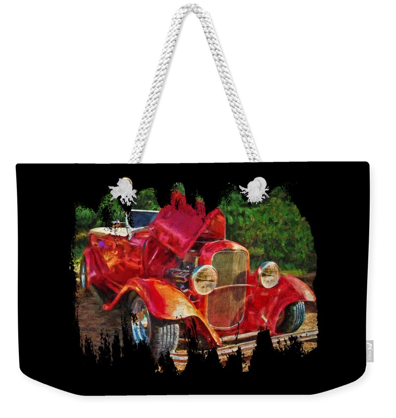 Hdr Weekender Tote Bag featuring the photograph The Red Bell Roadster by Thom Zehrfeld