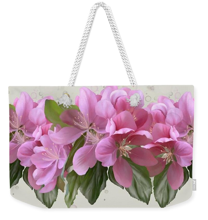  Floral Weekender Tote Bag featuring the painting Pink blossoms by Ivana Westin