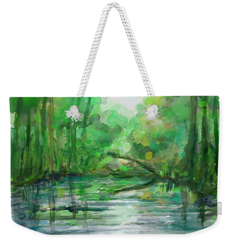 Forest Weekender Tote Bag featuring the painting Lost in colors by Ivana Westin