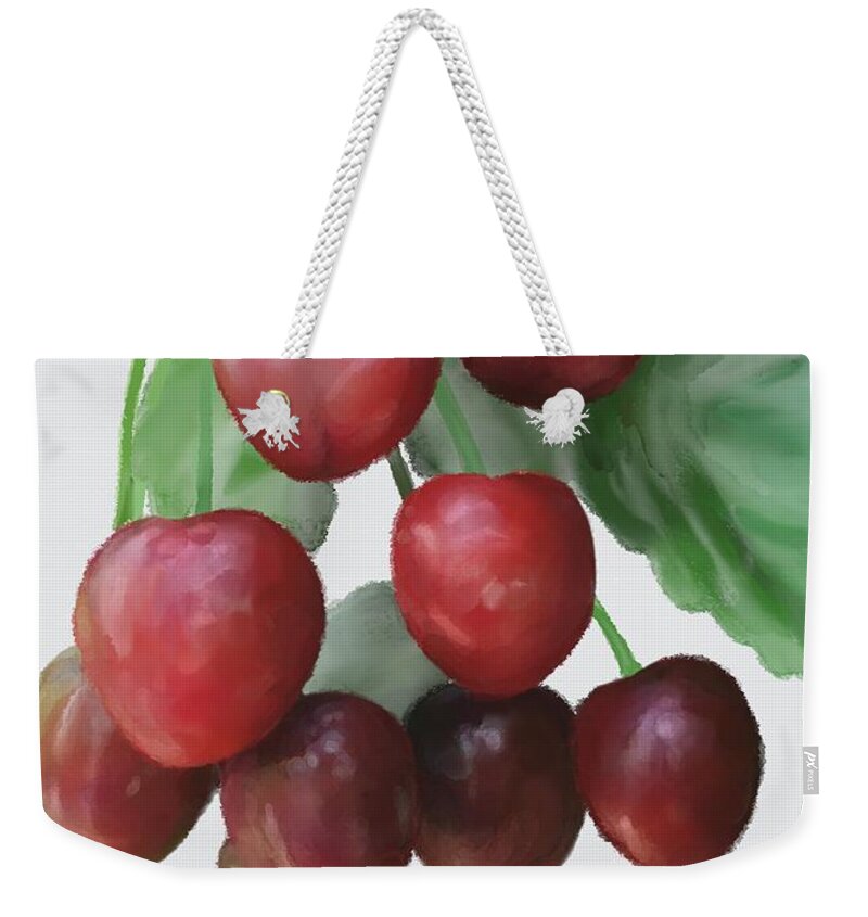 Sour Cherry Weekender Tote Bag featuring the painting Sour Cherry by Ivana Westin