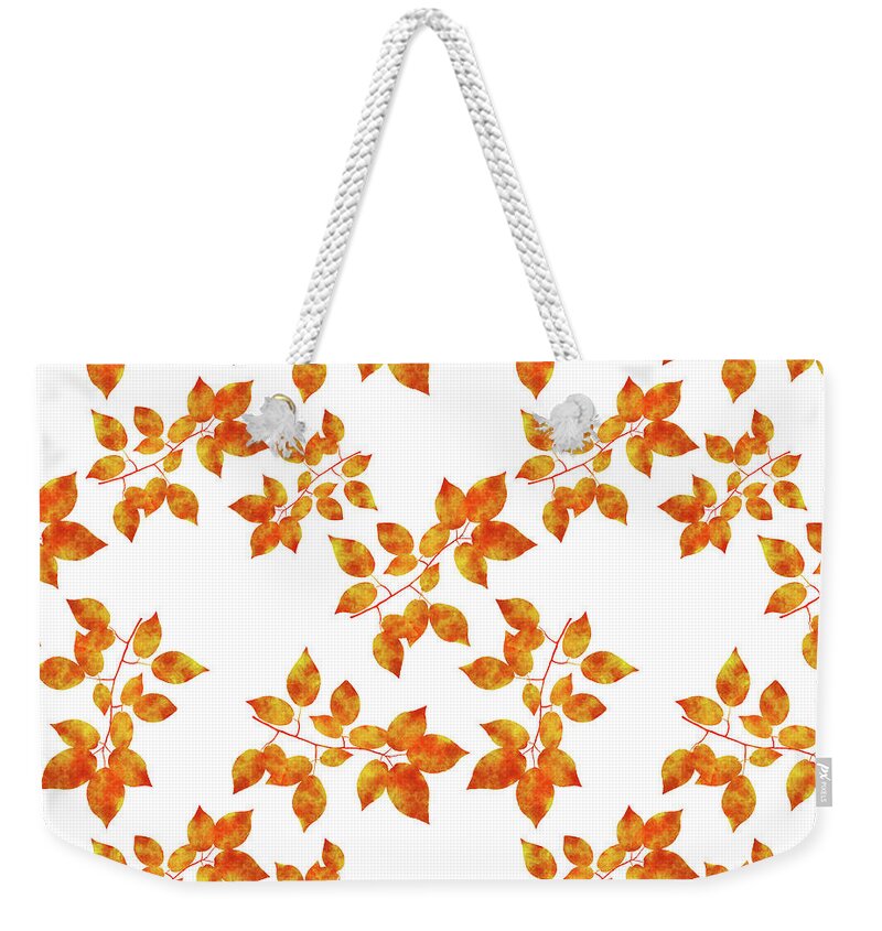 Leaves Weekender Tote Bag featuring the mixed media Black Cherry Pressed Leaf Art by Christina Rollo