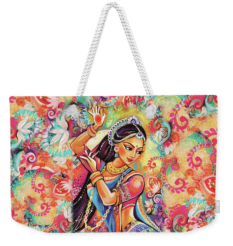 Indian Dancer Weekender Tote Bag featuring the painting Dancing of the Phoenix by Eva Campbell