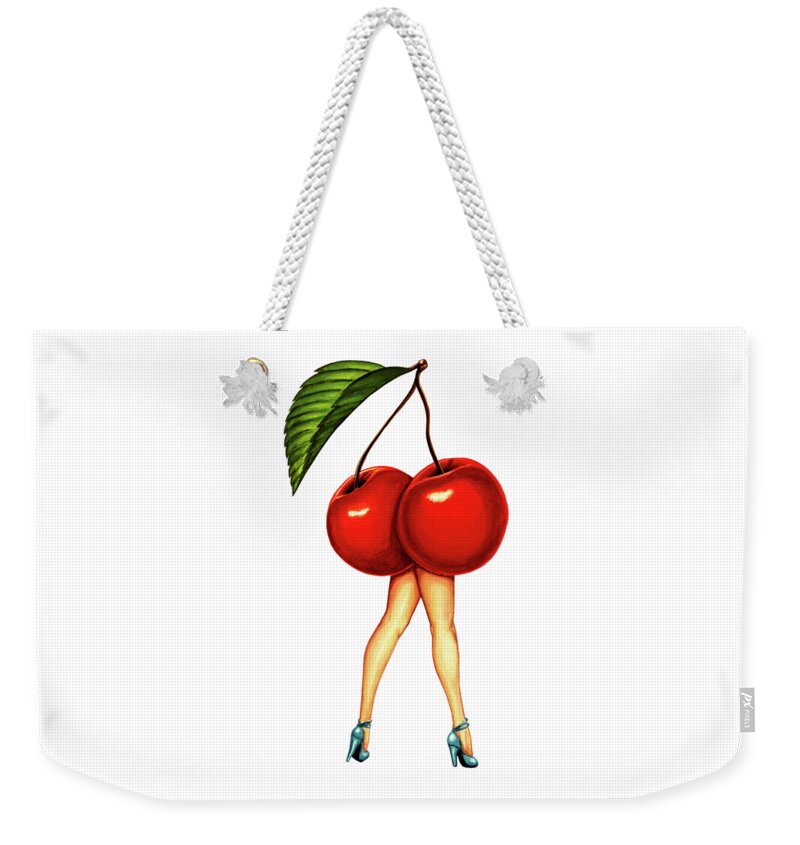 Fruit Weekender Tote Bag featuring the painting Fruit Stand- Cherry by Kelly Gilleran