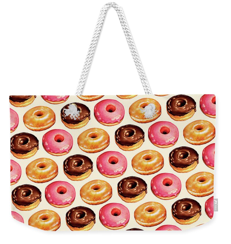 Food Weekender Tote Bag featuring the painting Donut Pattern by Kelly Gilleran