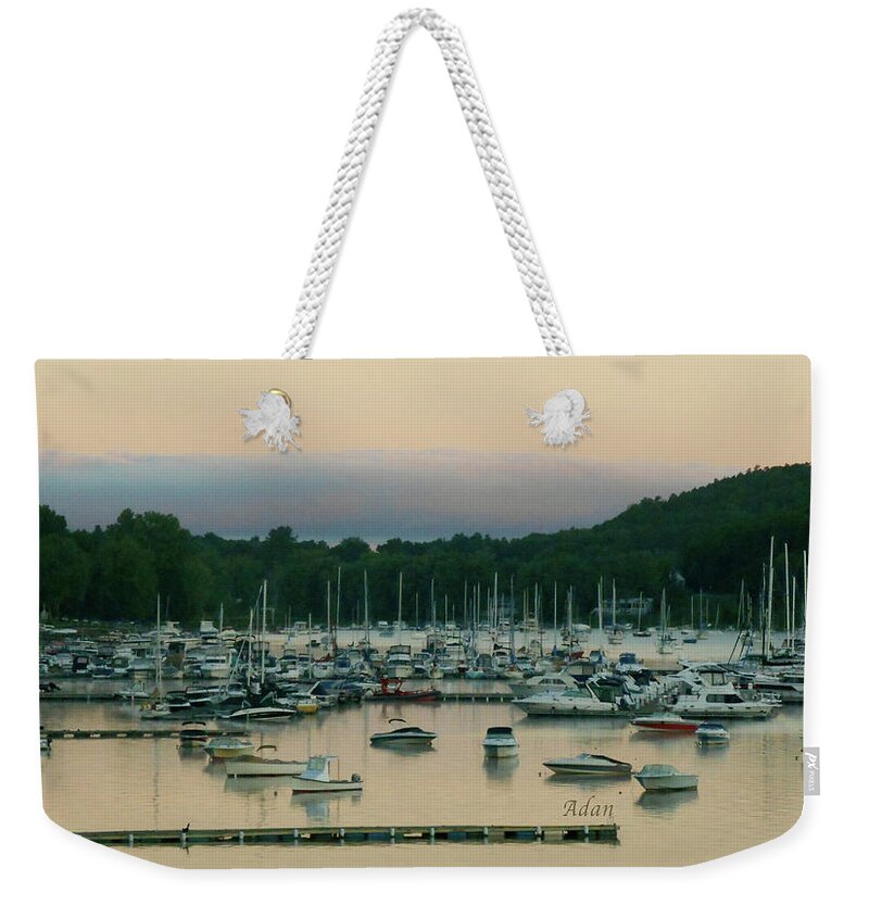 Mallets Bay Weekender Tote Bag featuring the photograph Sunrise Over Mallets Bay Panorama - Three by Felipe Adan Lerma