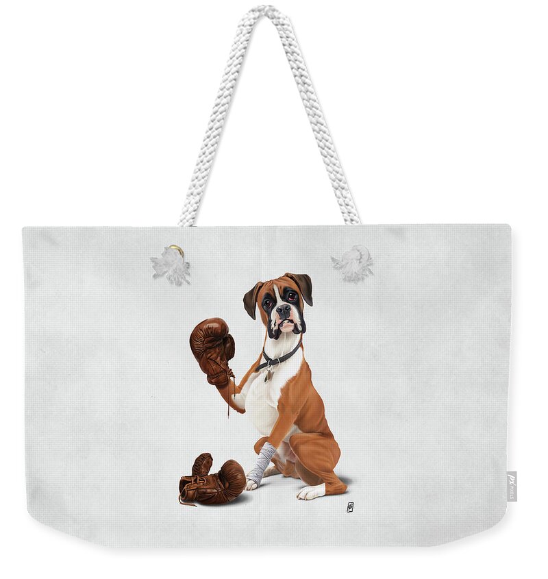 Illustration Weekender Tote Bag featuring the digital art The Boxer Wordless by Rob Snow