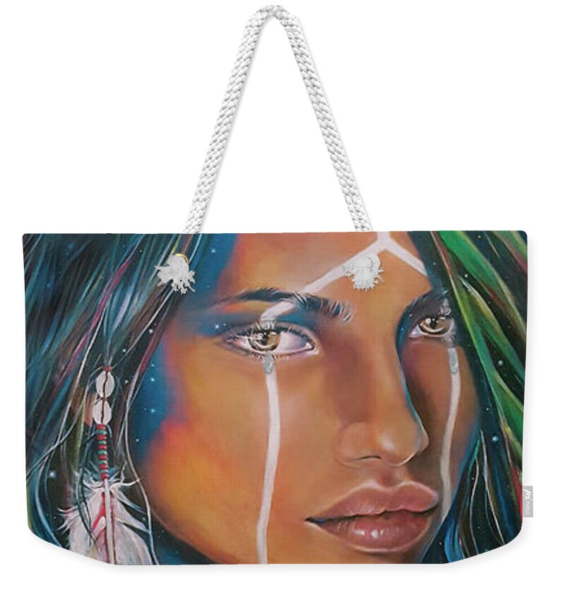 Emotional Weekender Tote Bag featuring the painting Shamanic Feelher by Robyn Chance