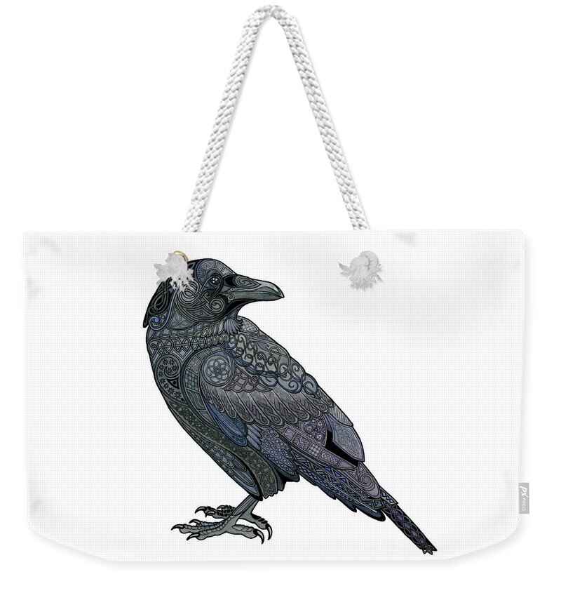 Raven Weekender Tote Bag featuring the mixed media Celtic Raven by ZH Field