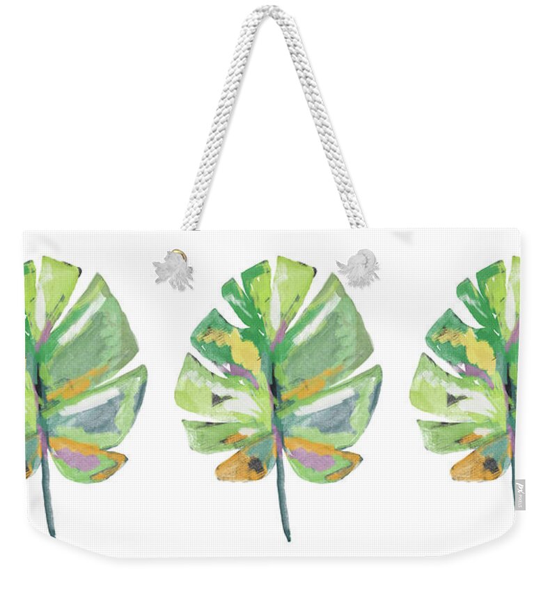 Leaf Weekender Tote Bag featuring the mixed media Watercolor Palm Leaf- Art by Linda Woods by Linda Woods