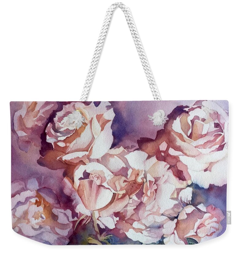 Flower Weekender Tote Bag featuring the painting Roses by Francoise Chauray
