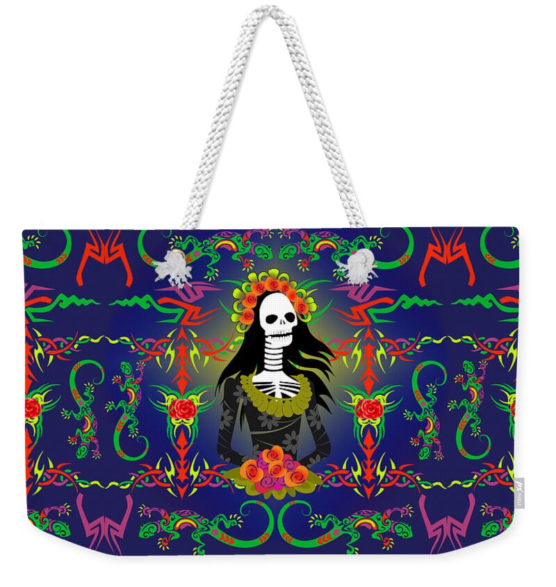 Dia De Los Muertos Weekender Tote Bag featuring the mixed media Novia De Los Muertos by Gravityx9 Designs