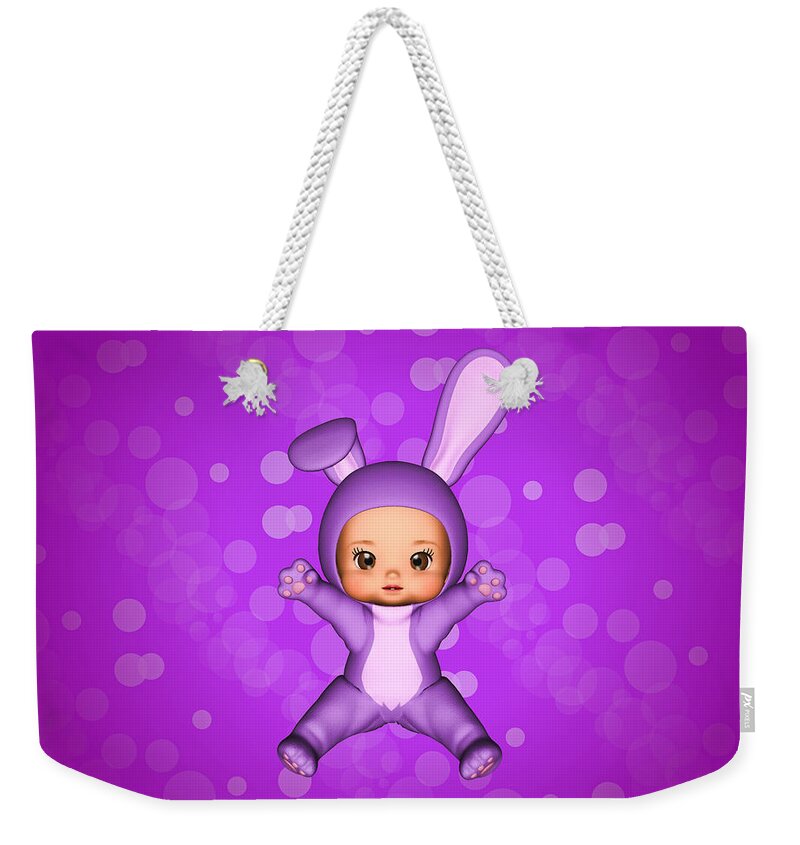 Huggy Weekender Tote Bag featuring the digital art Huggy Bunny Baby by Diane K Smith
