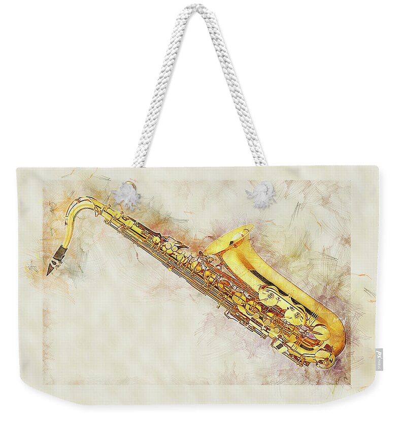 Saxophone Weekender Tote Bag featuring the digital art Cool Saxophone by Anthony Murphy