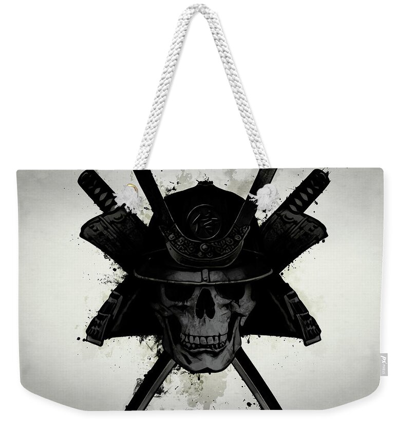 Samurai Weekender Tote Bag featuring the digital art Samurai Skull by Nicklas Gustafsson