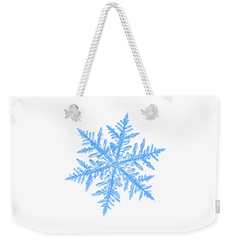 Snowflake Weekender Tote Bag featuring the digital art Snowflake vector - Silverware white by Alexey Kljatov