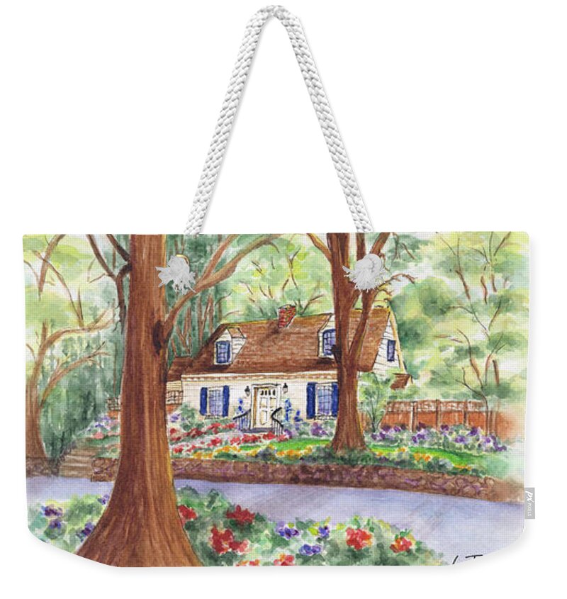 Cottage In Woods Weekender Tote Bag featuring the painting Main Street Charmer by Lori Taylor