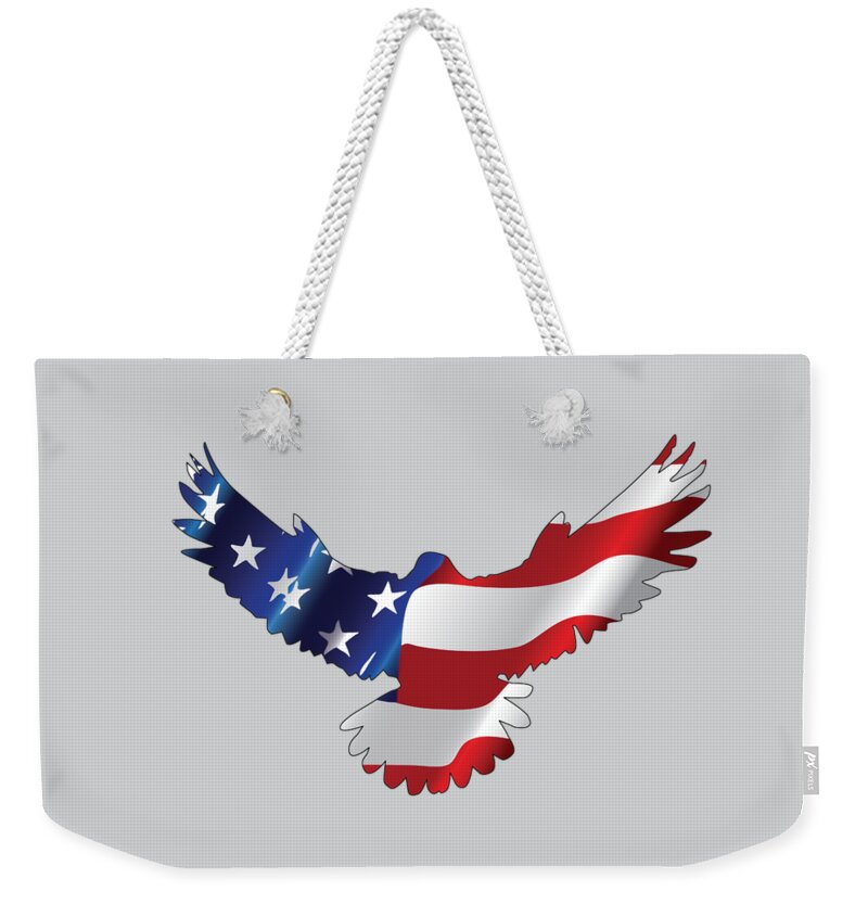 Eagle Weekender Tote Bag featuring the digital art Stars and Striped Eagle by Ricky Barnard