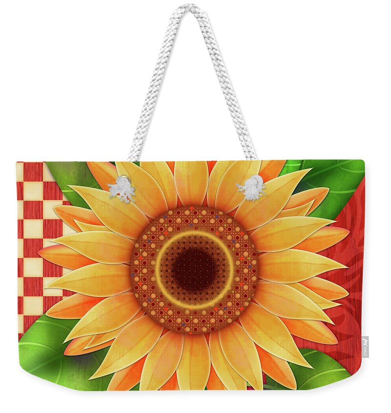 Sunflower Weekender Tote Bag featuring the digital art Country Sunflower by Valerie Drake Lesiak