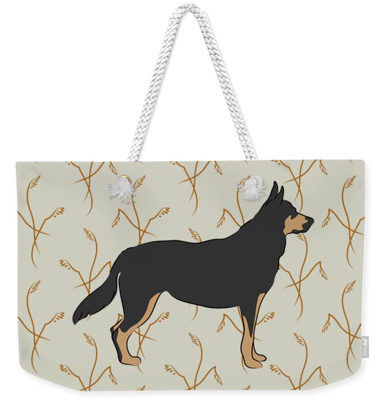 Animal Graphic Weekender Tote Bag featuring the digital art German Shepherd Dog with Field Grasses by MM Anderson
